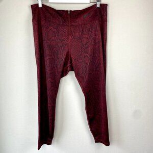 Nike Plus Burgundy Snake Print High Waist Leggings 2X